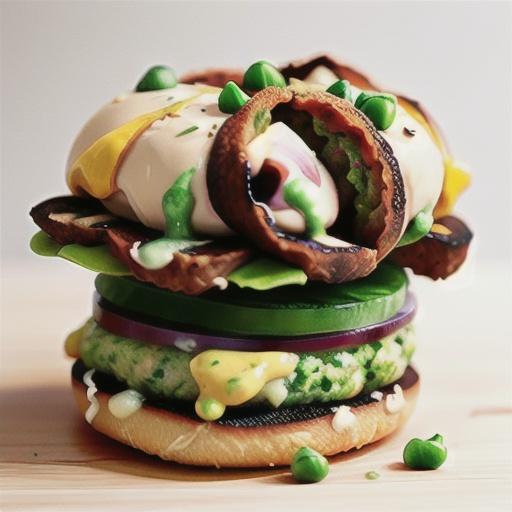 Ricotta and pea burgers with avocado dressing