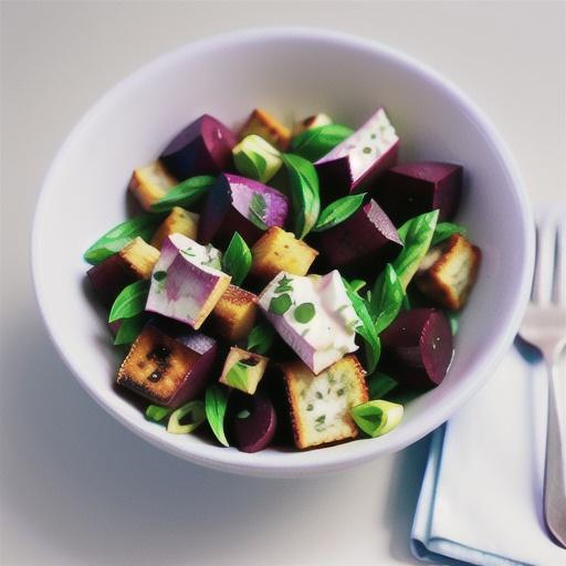 Lamb and beetroot salad with goat's cheese croutons