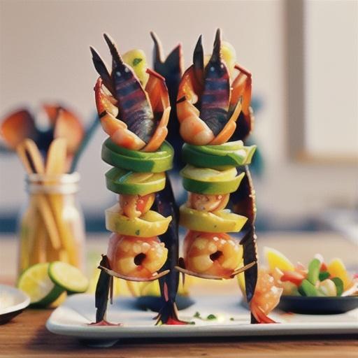 Prawn and fish skewers