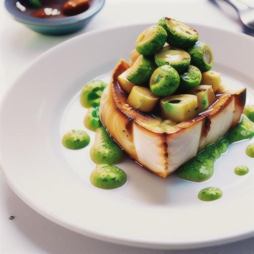 Smoked cod & potato bake with pea puree