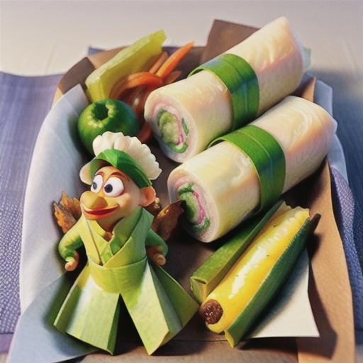 Chicken and wasabi rice-paper rolls