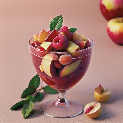 Apple compote in raspberry rose