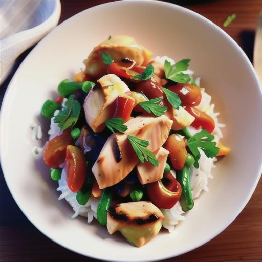 Chicken cacciatore with parsley rice