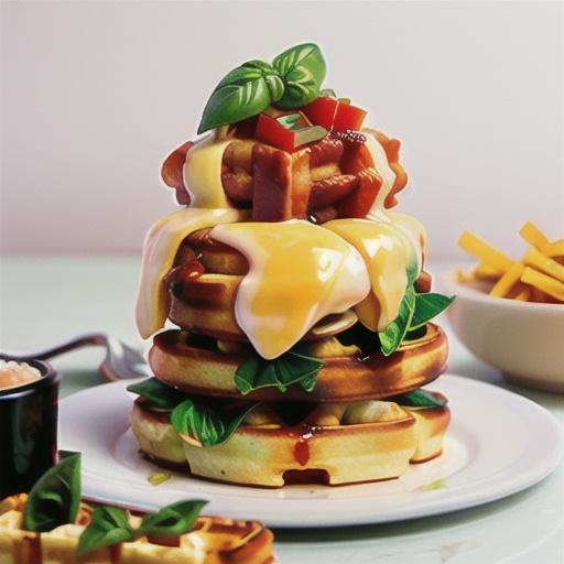 Loaded Bacon, Cheddar and Basil Waffles with Tomato Jam