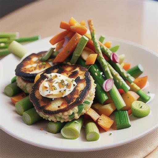 Couscous fritters with shaved asparagus & carrot salad