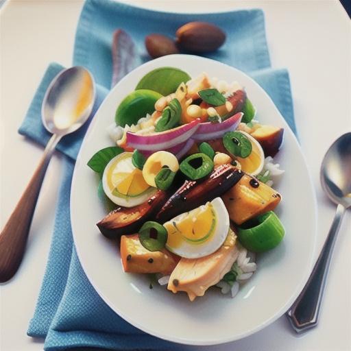 Coconut poached chicken and jasmine rice salad