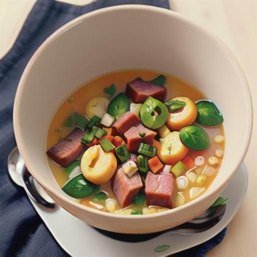 Lower-GI ham and red lentil soup
