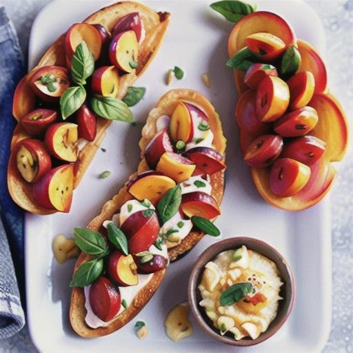 Roasted nectarine breakfast bruschetta