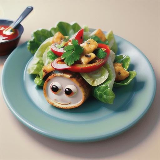 Fish in cabbage leaves with Asian greens and curry sauce