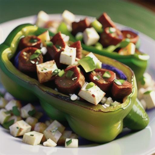 Mexican-Greek Stuffed Green Peppers