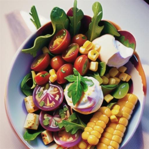 Arugula Salad with Tomatoes, Corn, and Burrata
