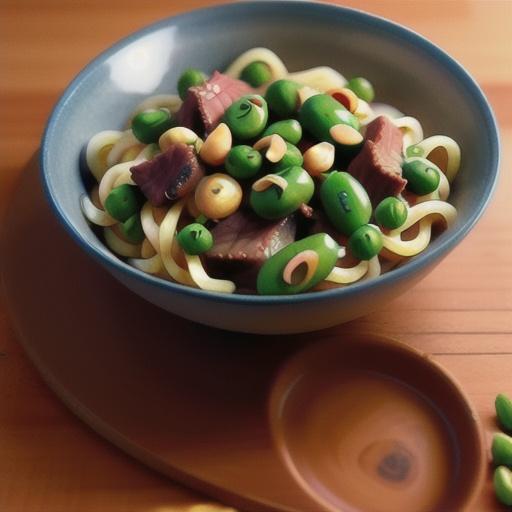 Thai Peanut Beef and Pea Pods Over Noodles