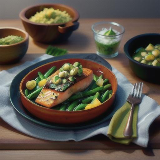 Pan seared salmon with salsa verde