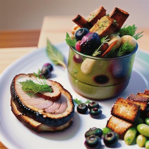 Coriander-fennel crusted pork roast with pickled blueberries