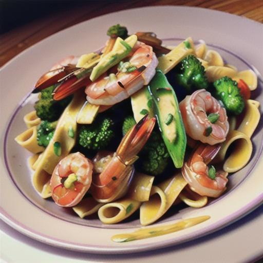 Angel Hair Pasta with Garlic Shrimp and Broccoli