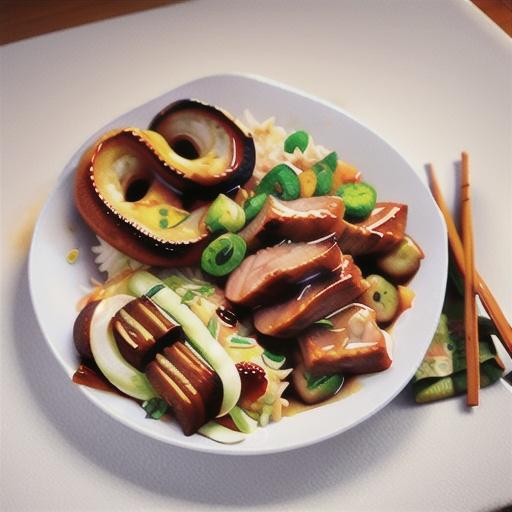 Ginger-glazed pork cutlets with fried rice