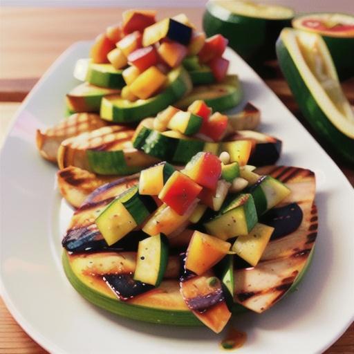 Grilled Chicken Breasts with Cucumber-Peach Salsa