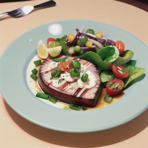 Sesame tuna steaks with sweet & sour salad