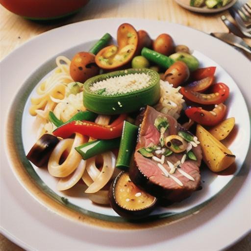 Sliced Steak, Peppers, and Mushrooms in the Oven
