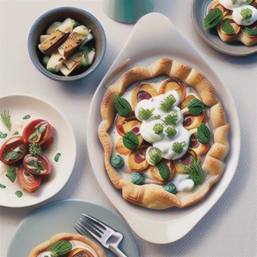 Salmon, herb and creme fraîche tarts