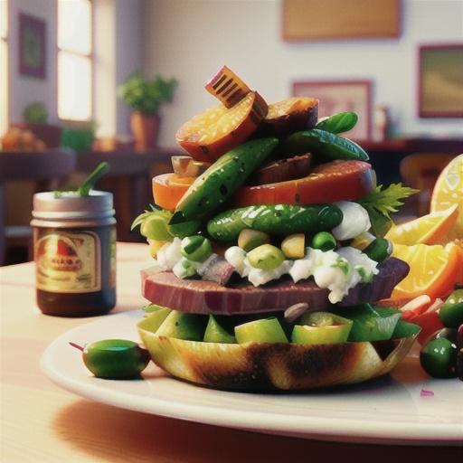 Roast beef salad with green olives and horseradish cream