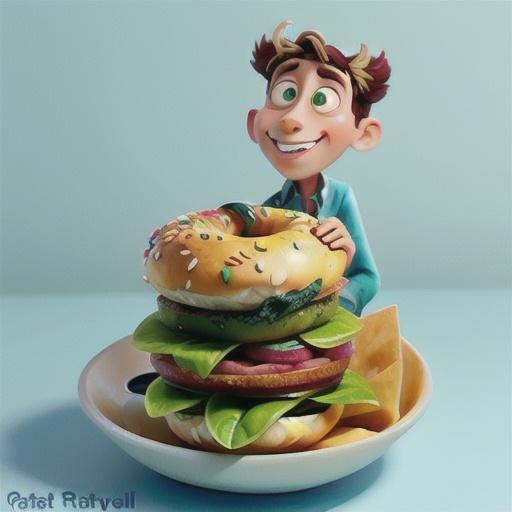 Salami, spinach and cheese bagels