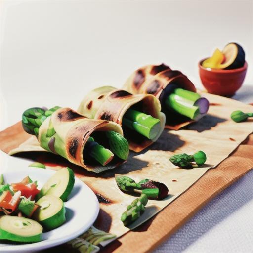 Asparagus in tortillas with avocado & tuna flakes