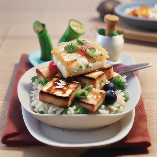 Fish saganaki on rice and currant pilaf