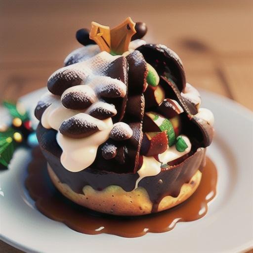 Christmas pudding with spiced creme fraiche