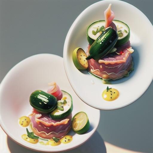 Tuna tartare with pickled cucumber