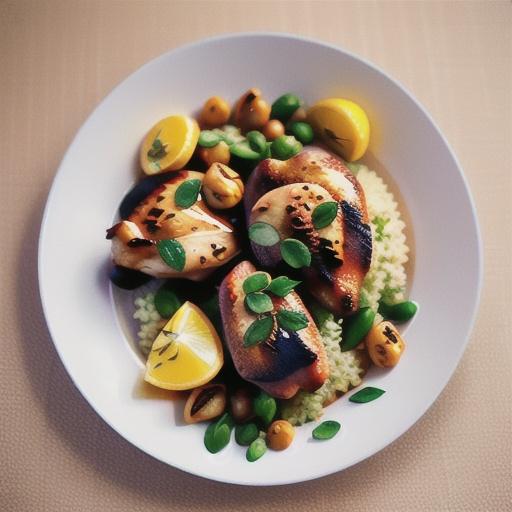 Spiced chicken thighs with yellow couscous