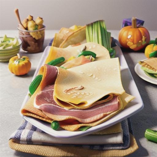 Ham, leek and pumpkin baked crepes