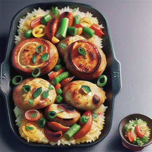 Chicken, chorizo and rice bake