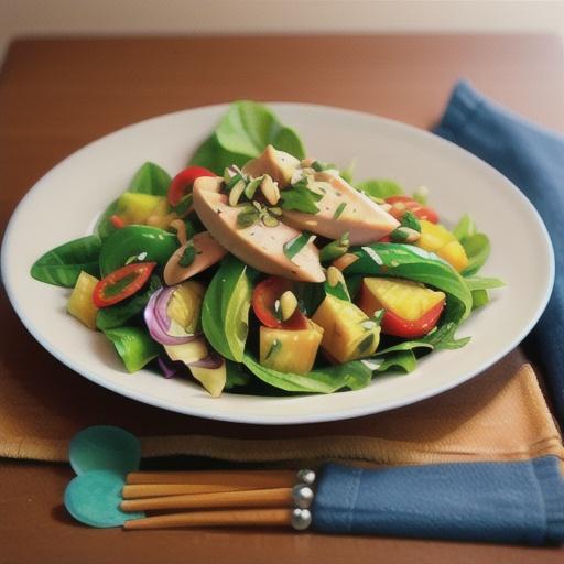 Soy-poached chicken, cabbage & pineapple salad