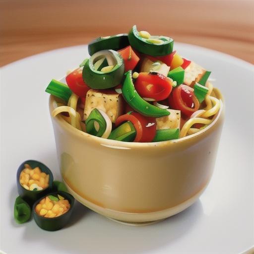 Garlic marinated tofu and vegetable stir-fry