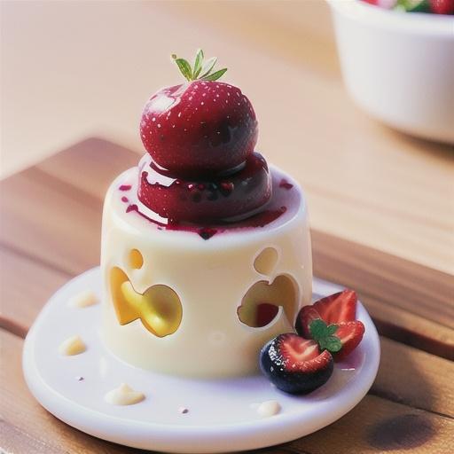 White chocolate panna cotta with berries