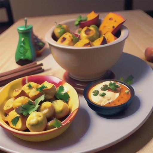 Chorizo and Sweet Potato Dumplings with Peach Thai Chili Sauce