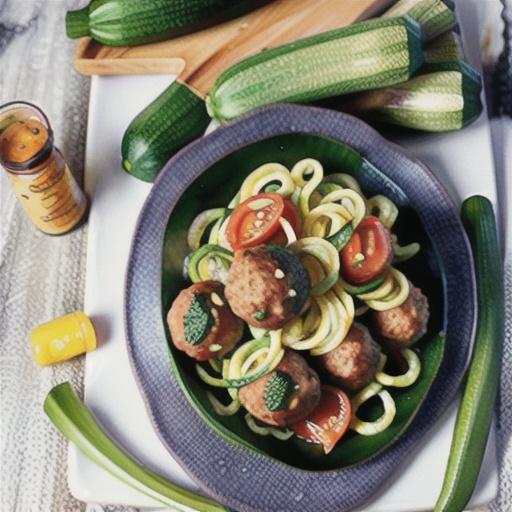 Meatballs and zucchini noodles