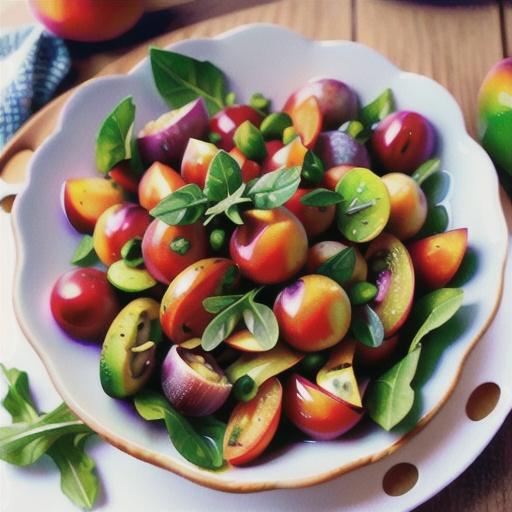 Heirloom Tomato Salad with Nectarines, Avocado, and Arugula