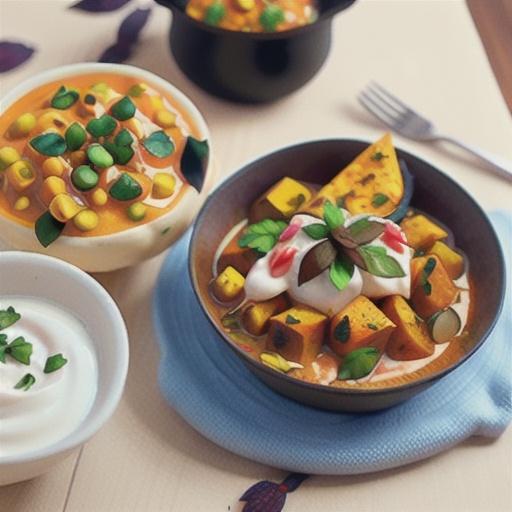 Pumpkin rogan josh with cumin raita