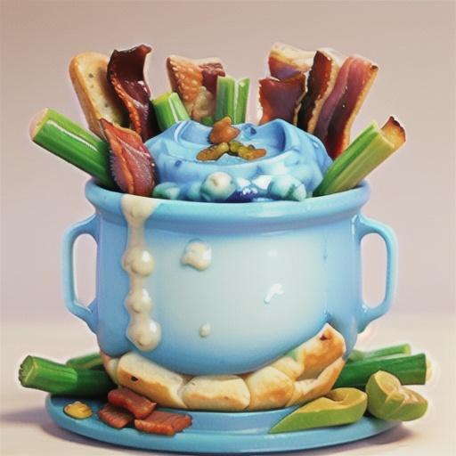 Warm Blue Cheese Dip with Garlic and Bacon