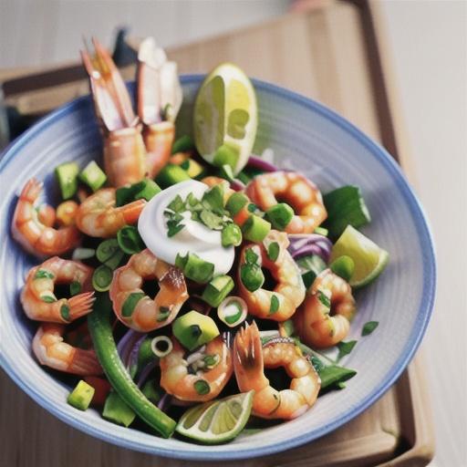 Mexican prawn salad with spicy sour cream dressing