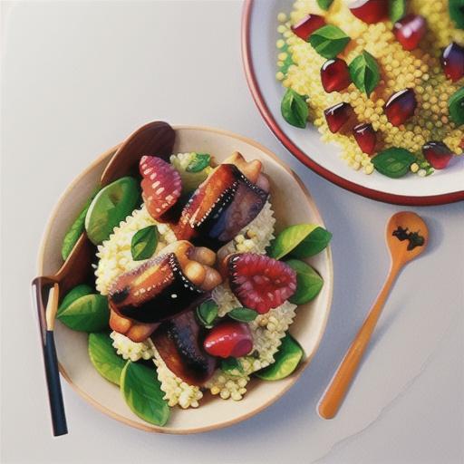Sticky pomegranate chicken with couscous salad
