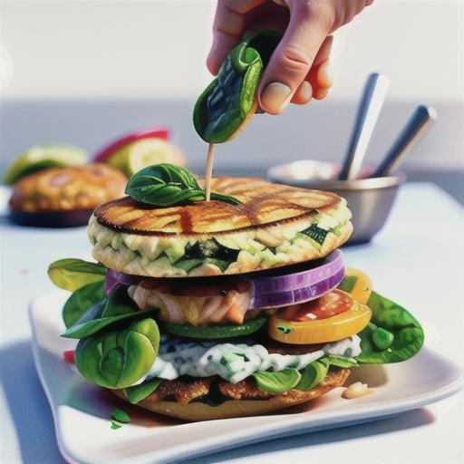 Spinach and salmon burgers with tzatziki
