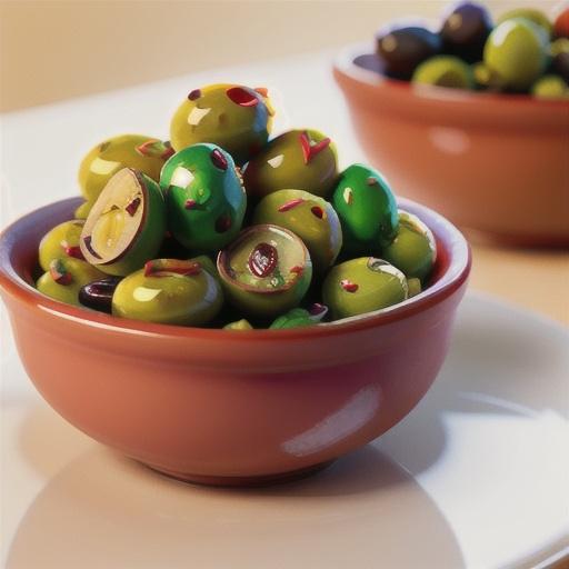 Warm marinated olives