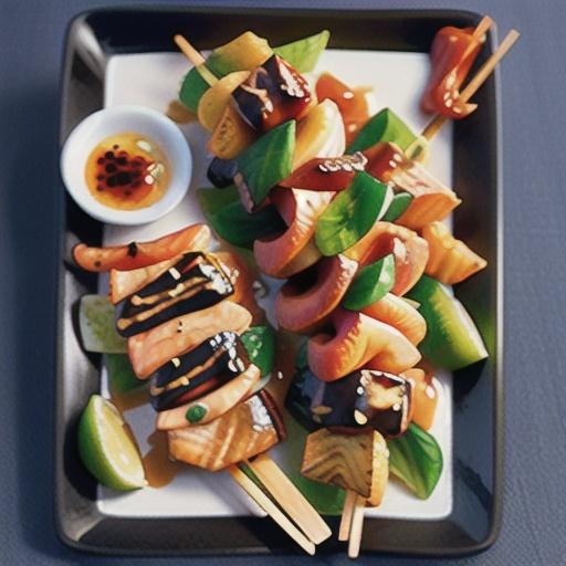 Teriyaki salmon skewers