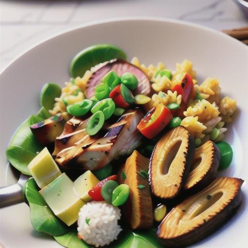 Spice-rubbed turkey steaks with fried brown rice