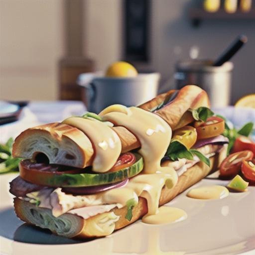 Leg ham baguette with lemon cream cheese