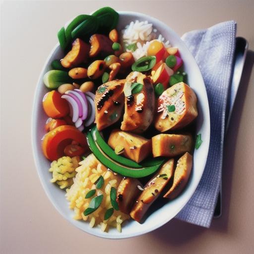 Spiced chicken rice bowl