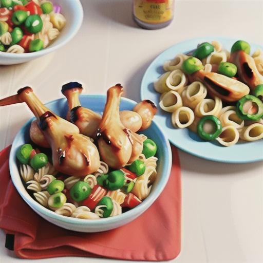 Smoked paprika and honey chicken drumsticks with pasta salad